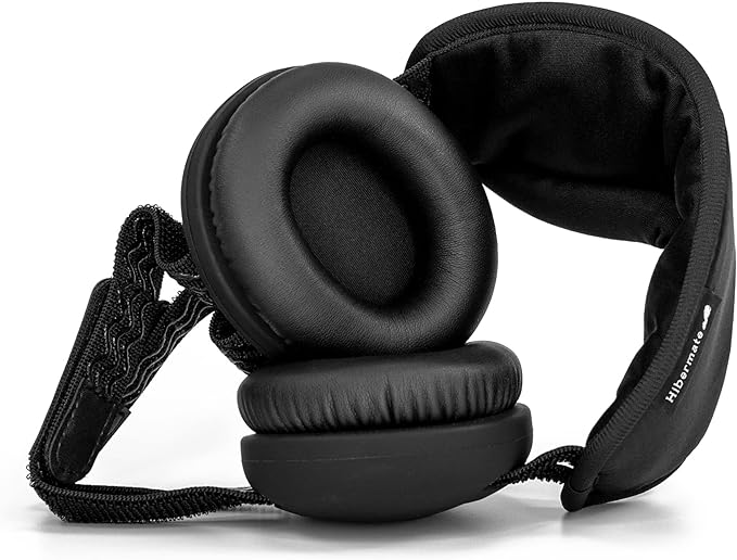 Hibermate Ear Muffs for Sleeping. Luxury Eye Mask with Ear Muffs for Sleep. Dampens Sounds in Noisy Environments, from Snoring, or While Travelling. Black