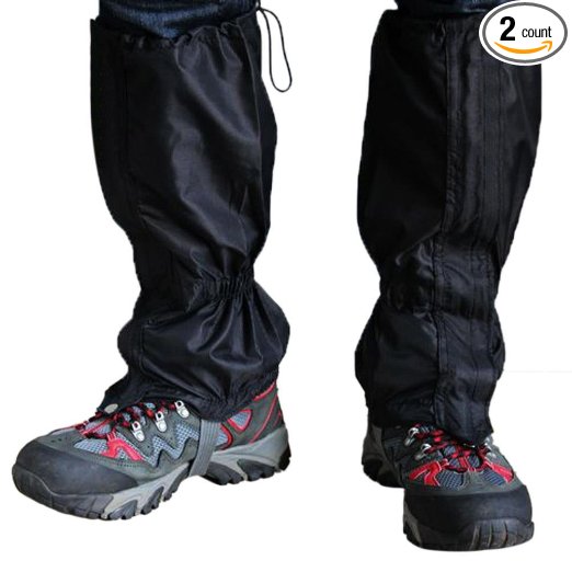 BINGUO Outdoor Essential Unisex Double Sealed Velcro Zippered Closure Water proof High Leg Gaiters Legging Cover 1 Pair
