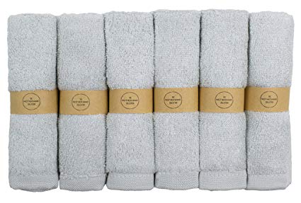The Motherhood Collection 6 Pack ULTRA SOFT Baby Bath Washcloths, Rayon from Bamboo Towels, Perfect Baby Gifts | Baby Registry | Baby Travel Bathing Kit, 10"x10" White (Grey)