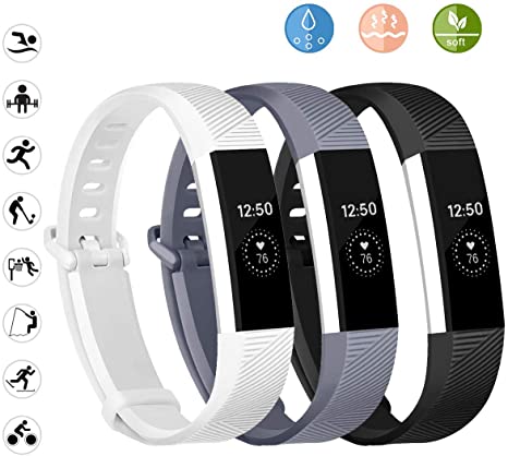 JOMOQ Replacement Bands Compatible for Fitbit Alta, Alta HR and Ace, Soft Customised Waterproof Adjustable Sport Rubber Smartwatch Strap Wristbands Small Large Women Men.