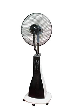 Canary Products CE134 Intelligent Misting Fan Humidifier, Oscillating Fan, Cool Mist Standing Fan, 16 Inches Tall, Black/White