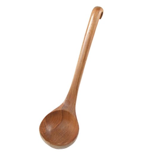 Wooden Tableware Hook End Design Soup Ladle 11.4 Inch Brown (BROWN, 1)