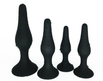 Hisionlee® Sexy Toys 4PCS Anal Plug Set Medical Silicone Sensuality Sex Dolls(Black)
