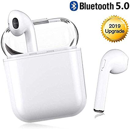 Bluetooth 5.0 Headset Wireless Earbuds Bluetooth Headphones 3D Stereo IPX5 Waterproof Pop-ups Auto Pairing Fast Charging Wireless Earbuds for iPhone/Apple Airpods Sports Earphone