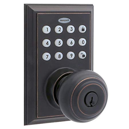 Honeywell - 8832401S Bluetooth Enabled Entry Door Knob with Keypad, Square Faceplate, Oil Rubbed Bronze