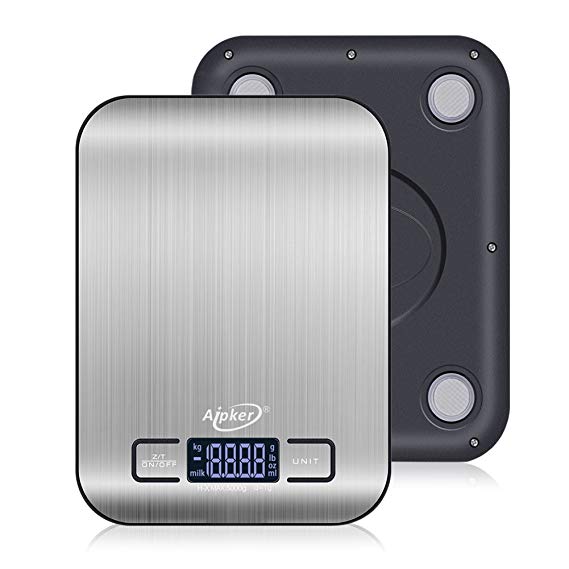Kitchen Scales, Aipker High Accuracy Multifunction Digital Food Cooking Scale for Food Calories Weight Loss Diabetes Weight Watchers (1g/5kg,0.035oz/11lb)