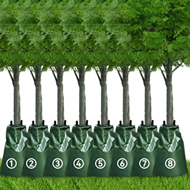 8 Pack 20 Gallon Slow Release Tree Watering Bags- Zippered Automatic Drip Tree Irrigation Bags Made of Premium PE Material with 5-9 Hours Releasing Time for Trees