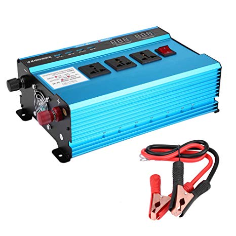 10000WCar Power Inverter ，DC 12V to AC 220V Solar Converter with Voltage Display，Modified Sine Wave Converter with 4 USB Charging Pots