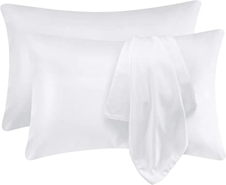 100% Organic Bamboo Pillowcases Set of 2 Standard Queen Size Oeko-Tex Bamboo Pillowcase Cooling Soft Silky Pillow Cases Moisture Wicking Envelope Closure White King 20"x40"