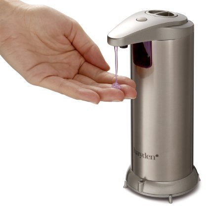 HAYDEN Premium Automatic Soap Dispenser Touchless -Perfect for Bathroom or Kitchen - Fingerprint Resistant Stainless Steel - Brushed Nickel