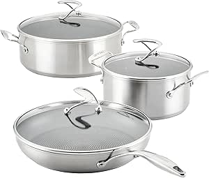 Circulon Stainless Steel Induction Cookware Set with SteelShield Hybrid Stainless and Nonstick Technology, 6 Piece - Stainless Steel