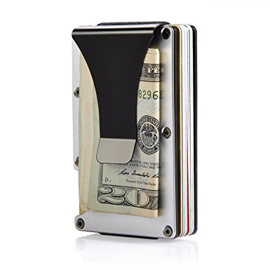 Aluminum Slim Wallet Front Pocket Wallet & Money Clip Minimalist Wallet RFID Blocking