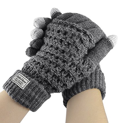 Unisex Touch Screen Gloves, Women Men Touchscreen Texting Gloves Hand Warmer Thermal Mittens Outdoor Sports Cycling Motorcycle Hiking Windproof Winter Thick Wool Knitted Warm Gloves Christmas Gift