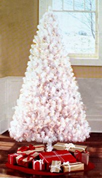 Pre-lit 6.5' White Artificial Christmas Tree 400 Clear Lights 600 Tips