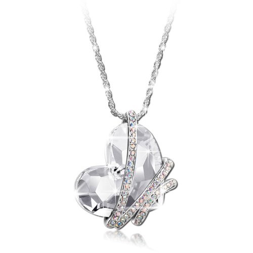 Qianse Heart of the Ocean SWAROVSKI ELEMENTS Crystal Heart Shape Pendant NecklaceMothers Day Gifts - 2016 Paris Fashion Week Latest Heart Shape Design Heart Crystal Women Jewelry Symbol of Love