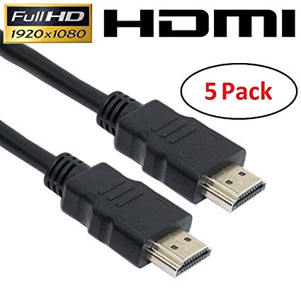 5 Pack High-Speed HDMI Cable (Black) - 3-4.5 Feet