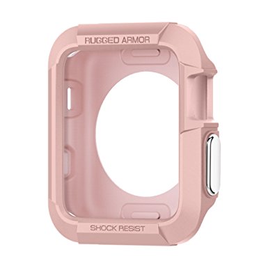 Spigen Rugged Armor Apple Watch Case with Resilient Shock Absorption for 42mm Apple Watch Series 3 / Series 2 / 1 / Original (2015) / Nike  Sport Edition - Rose Gold