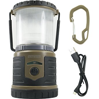 BROWN Rechargeable Battery Lantern and phone charger by SUITECH - Long Lasting Emergency Camping Light with USB port - Up to 200 Operating Hours with Red SOS Beacon - Heavy Duty and Waterproof.
