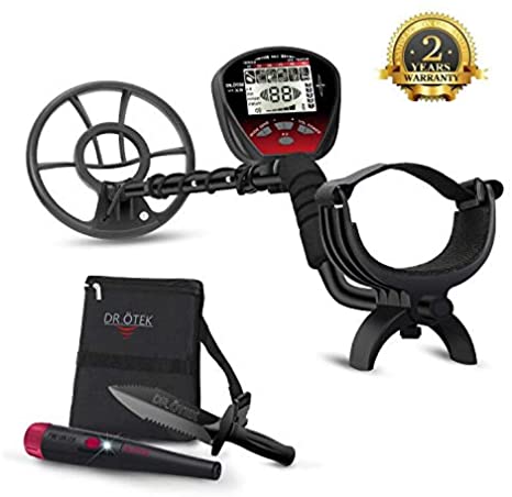 DR.ÖTEK Metal Detector Bundle, Professional VDI Metal Detector with Stong Memory Mode, IP68 Waterproof Pinpointer Up to 32 Feet Underwater, Sturdy Serrated Edge Digger, Portable Digger's Pouch