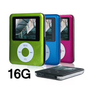ACE DEAL MINI USB Port 16GB Memory Slim Classic Digital LCD MP3 Player / MP4 Player, MP3 Music Player, E-book , Photo viewing , Video Playing , Movie (Green Color)