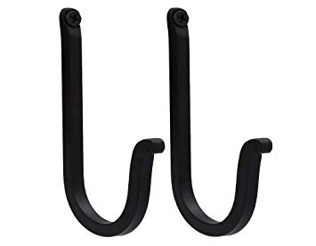 THDC Single Prong Wrought Iron Hooks, Vintage Hand Forged Iron Curved Metal Fastener Decorative Colonial Wall Décor, Heavy Duty Wall Hooks, Hangers for Keys, Coats, Robe, Bags, Home, Kitchen (2)