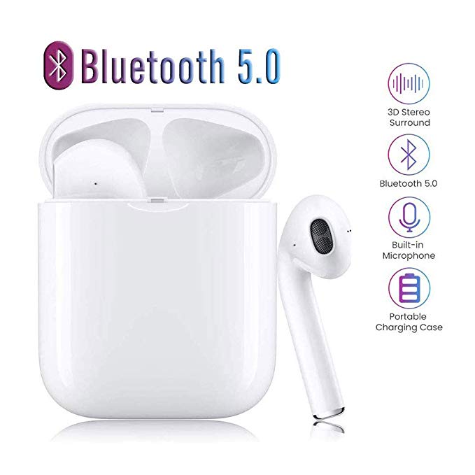 Bluetooth Earbuds, Bluetoooth 5.0 Touch Headphones Wireless Earbuds in-Ear Wireless Headphones Hi-Fi Stereo Sweatproof Earphones Sport Headsets Buit-in Mic for Work/Running/Travel/Gym