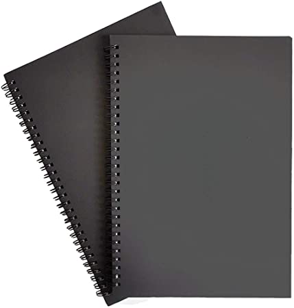 Spiral Notebooks, Blank Notebooks, Thick Paper, 60 Sheets, 10" X7”, 2 Pack (Black, Blank)