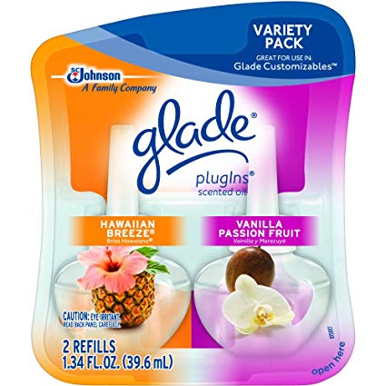 Glade PlugIns Scented Oil Air Freshener Refill, Hawaiian Breeze & Vanilla Passion Fruit, 2 refills, 1.34 fl oz