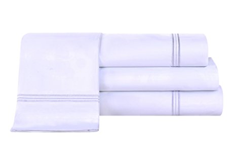 VIDAMORE Bed Sheet set-100% Egyptian Cotton 1200 Thread Count Sateen--(Queen) (Bright White) 4 Piece Sheet Set