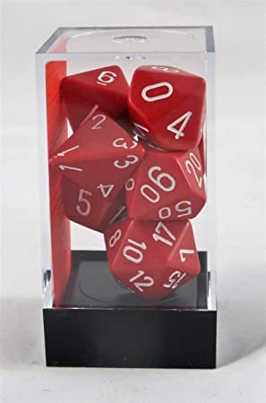 Chessex Polyhedral 7-Die Opaque Dice Set - Red with White