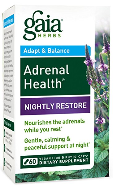 Gaia Herbs Adrenal Health Nightly Restore Supplement, 60 Count