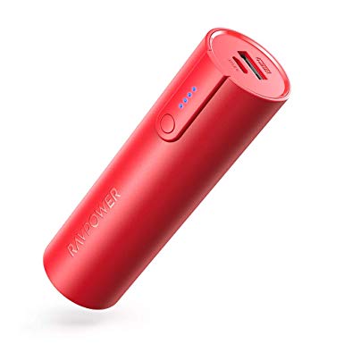 Power Bank RAVPower 5000mAh Portable Charger External Battery(2.4A Output & 2A Input) Power Pack with iSmart Technology for Galaxy S9 iPhone and More (Red)