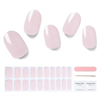 Semi Cured Gel Nail Strips, 20 pcs Gel Nail Stikers, Gel Nail Wraps Semi Cured, Salon-Quality, 2 Weeks Long Lasting