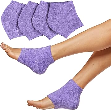 ZenToes Moisturizing Heel Socks 2 Pairs Gel Lined Fuzzy Toeless Spa Socks to Heal and Treat Dry, Cracked Heels While You Sleep (Regular, Lilac)