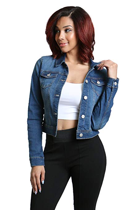 Womens Classic Stretch Denim Jean Jacket Slim Fit Collection