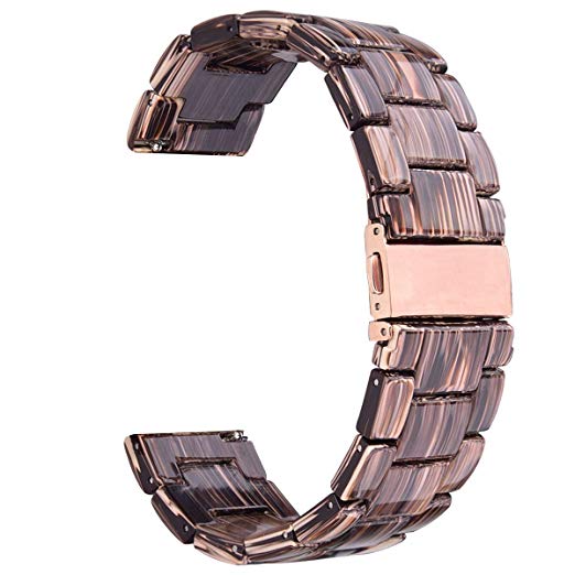 V-MORO Compatible Fitbit Versa Band/Fitbit Blaze Band Women Men - Fashion Resin Versa Wristband Bracelet Metal Stainless Steel Replacement for Fitbit Versa/Fitbit Blaze Smart Watch (Coffee Wood Grain)