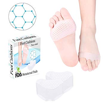 Metatarsal Pads Ball of Foot Cushions Set Soft Gel Foot Pads for Mortons Neuroma Callus Metatarsal Foot Forefoot Pain Relief Bunion Cushioning Relief Women Men - 2 Pieces