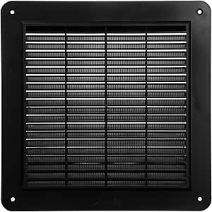 10" x 10'' Inch Black Square Ventilation Grille with Protective mesh and Screws Included. Durable Plastic Ventilation Register, Grille, Cover. Indoor and Outdoor Soffit Vent