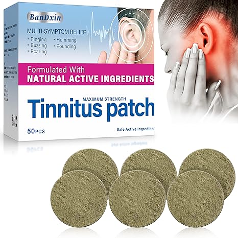 Tinnitus Relief for Ringing Ears, 50PCS Tinnitus Patch for Ear Ringing, Tinnitus Rêlief, Natural Herbal Ingredients, Effectively Reduce Ear Noise & Fit Acupuncture Points, for Women Men