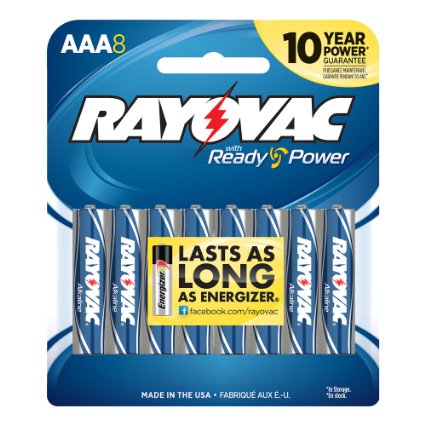 Rayovac Alkaline AAA Batteries, 824-8CF, 8-Pack
