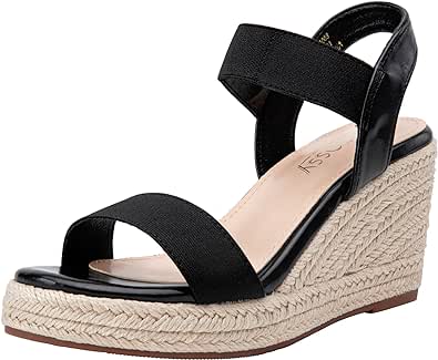 Jeossy Women's 8801 Wedge Sandals for women, 3.5 Inch Ankle Strap Espadrille Sandals for Women Dressy Summer