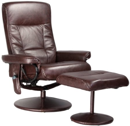 Relaxzen 60-425111 Leisure Recliner Chair with 8-Motor Massage & Heat, Brown