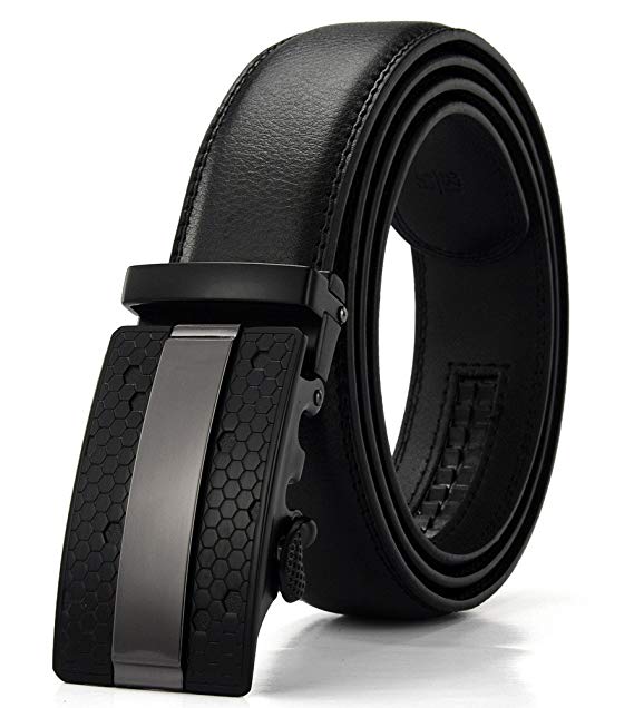XDeer Men's Leather Ratchet Dress Belts with Automatic Buckle Gift Box (Waist：30-36, Black5)