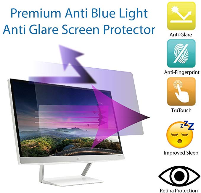 Premium Anti Blue Light and Anti Glare Screen Protector (2 Pack) for 19 inches Monitor with Aspect Ratio 16:10. Easy and Bubble Free Installation