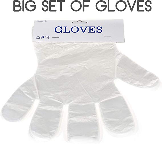 Clear Plastic Gloves for Cooking, Cleaning - 100 pcs Disposable Polyethylene Gloves for Food - Latex Free Gloves - Clear Food Prep Gloves - Food Handling Gloves