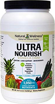UltraNourish Vanilla Chai Vegetarian Superfood Shake - Total Body Support for The Liver, Heart, and Digestive Health - 34.7 oz Natural Wellness 16g Pea Protein Powder Drink Mix - 30 Servings