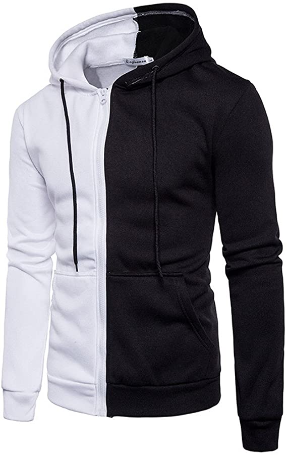 iLXHD Cotton Long Sleeve Hoodie Stitching Zipper Coat Jacket Outwear Sport Tops