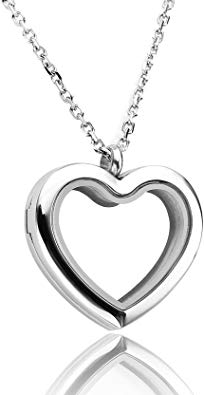 Jovivi Teardrop/Heart Floating Charm Memory Locket Necklace - 316 Surgical Stainless Steel Magnetic Closure