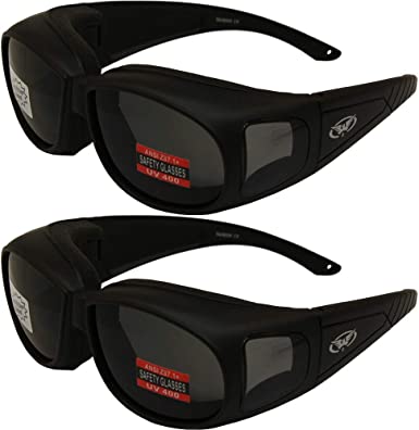 Two (2) Motorcycle Safety Sunglasses Fits Over Glasses Smoke Meets ANSI Z87.1 Standards For Safety Glasses Has Soft Airy Foam Padding