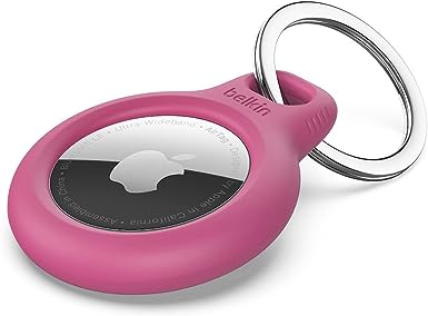 Belkin F8W973 AirTag Case with Key Ring (Secure Holder Protective Cover for Air Tag with Scratch Resistance Accessory) - Pink